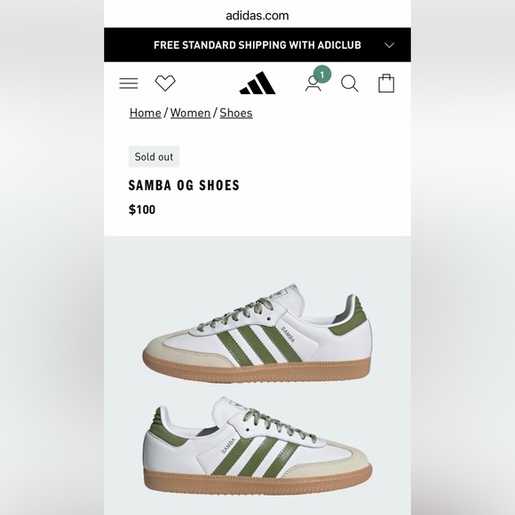Adidas Samba White and Olive Sneakers - Picture 7 of 7